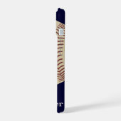 Baseball, Blau, Name iPhone 15 Hülle (Linke Seite)