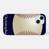 Baseball, Blau, Name iPhone 15 Hülle (Rückseite (Horizontal))