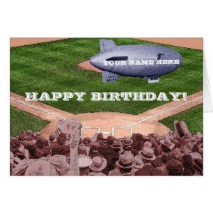 BASEBALL BLIMP VINTAGES COMIC BIRTHDAY KARTE VINTA