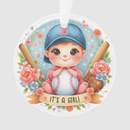 Baseball Bliss Baby Girl Ankündigung Floral Baby Ornament