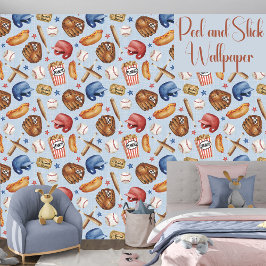 Baseball Blue and Red Sport Boys Peel and Stick Tapete