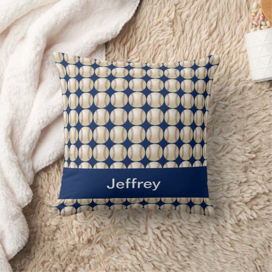 Baseball Blue Personalized Name Square Kissen (Decke)