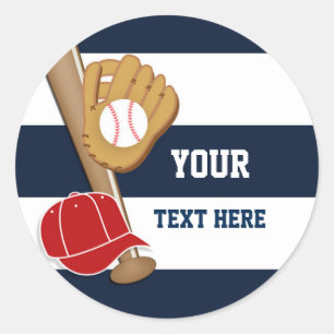 Baseball Blue Striped Geburtstagsparty Sticker