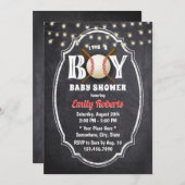 Baseball Boy Baby Dusche Rustikale Halbpension Einladung (Vorne/Hinten)