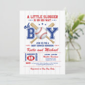 Baseball Boy Baby Shower Einladung (Stehend Vorderseite)