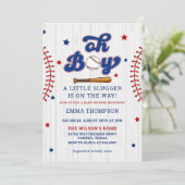 Baseball Boy Baby Shower Einladung (Stehend Vorderseite)