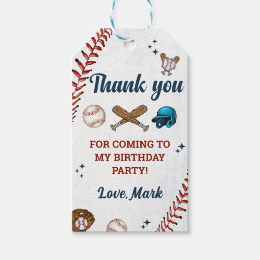 Baseball Boy Birthday Danke Geschenkanhänger (Vorderseite)