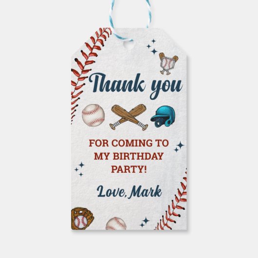 Baseball Boy Birthday Danke Geschenkanhänger (Rückseite)