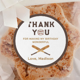 Baseball Boy Birthday Danke Runder Aufkleber