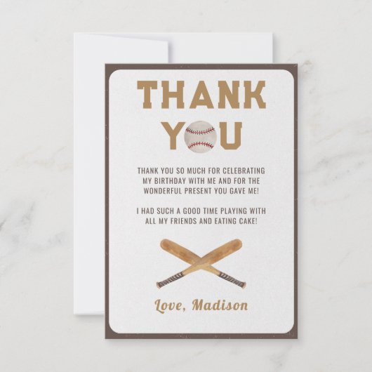 Baseball Boy Birthday Dankeskarte (Vorderseite)