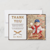 Baseball Boy Birthday Foto Danke, Card Dankeskarte (Vorderseite)