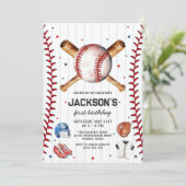 Baseball Boy Birthday Party Invitation Einladung (Stehend Vorderseite)
