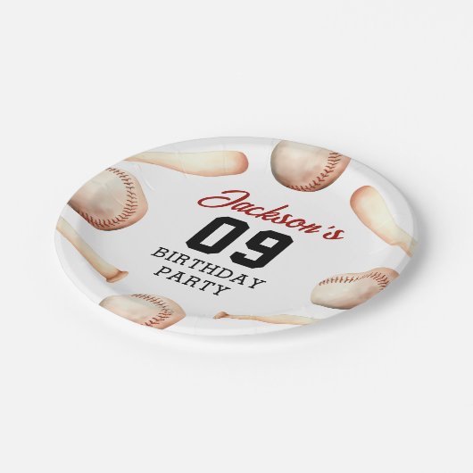 Baseball Boy Birthday Party Pappteller (Schrägansicht)