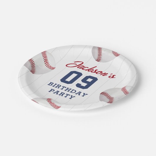 Baseball Boy Birthday Party Pappteller (Schrägansicht)