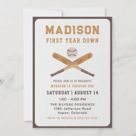 Baseball Boy Erster 1. Geburtstag Foto Einladung