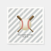 Baseball Boy Gray Stripes Babydusche Serviette (Vorderseite)