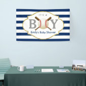 Baseball Boy Navy Blue Stripes Baby Dusche Banner (Messeveranstaltung)