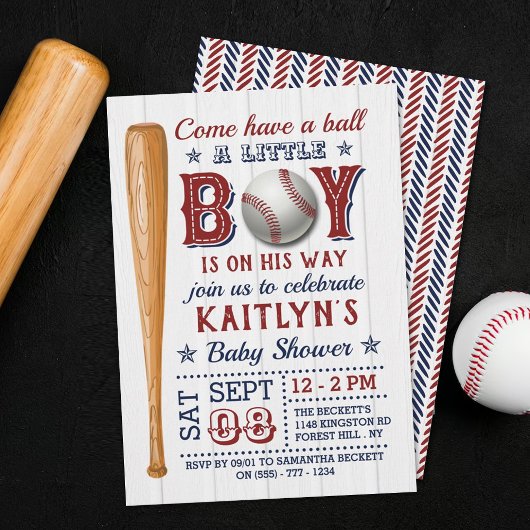 Baseball Boys Baby Shower Einladungen