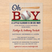 Baseball Boys Babydusche Acryleinladungen (Vorderseite)