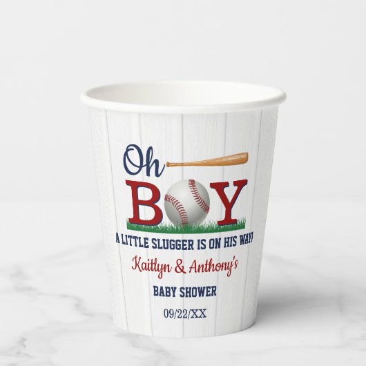 Baseball Boys Babydusche Pappbecher (Rückseite)