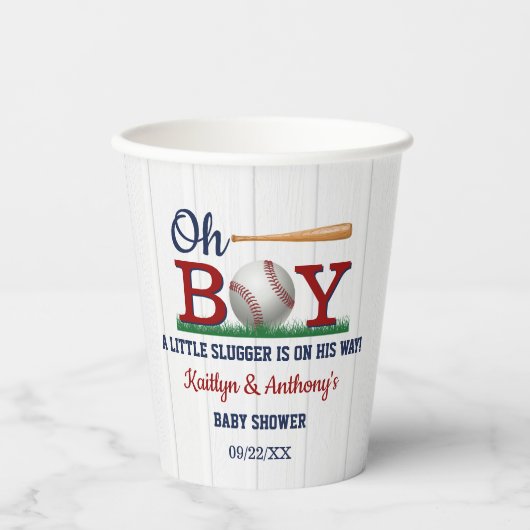 Baseball Boys Babydusche Pappbecher (Vorderseite)