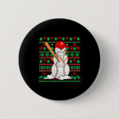 Baseball Boys Men Christmas Snowman Players Ugly X Button (Vorderseite)