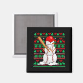 Baseball Boys Men Christmas Snowman Players Ugly X Magnet (Vorderseite/Rückseite)