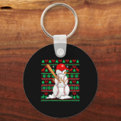 Baseball Boys Men Christmas Snowman Players Ugly X Schlüsselanhänger (Vorderseite)