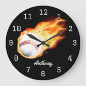 Baseball Boy's Room Personalisiert Große Wanduhr (Vorderseite)
