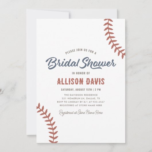 Baseball-Brautparty Einladung (Vorderseite)