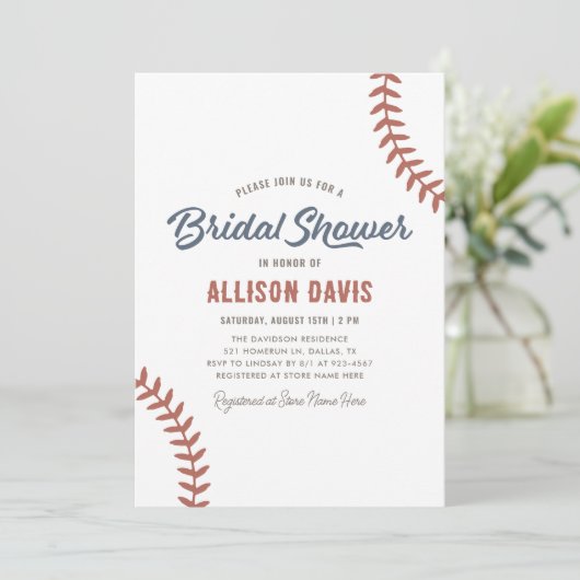 Baseball-Brautparty Einladung (Stehend Vorderseite)