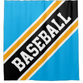 BASEBALL Bright Azure Yellow Black Racing Stripes Duschvorhang (Vorderseite)