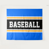 BASEBALL Bright Blue Black Yellow Racing Stripes Wandteppich (Vorderseite (Horizontal))