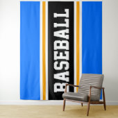 BASEBALL Bright Blue Black Yellow Racing Stripes Wandteppich (Beispiel)