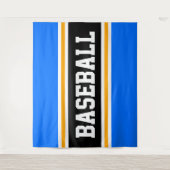 BASEBALL Bright Blue Black Yellow Racing Stripes Wandteppich (Vorderseite)