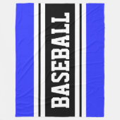 BASEBALL Bright Blue Schwarz-weiß Racing Stripes Fleecedecke (Vorderseite)