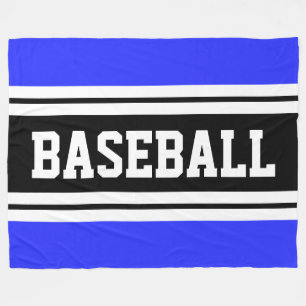 BASEBALL Bright Blue Schwarz-weiß Racing Stripes Fleecedecke