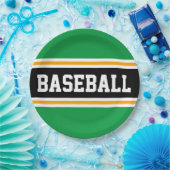BASEBALL Bright Green Black Yellow Racing Stripes Pappteller (Party)