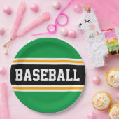 BASEBALL Bright Green Black Yellow Racing Stripes Pappteller (Party)