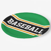 BASEBALL Bright Green Black Yellow Racing Stripes Pappteller (Schrägansicht)