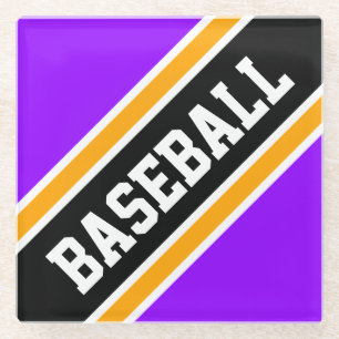 BASEBALL Bright Lila Black Diagonal Stripes Glasuntersetzer