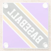 BASEBALL Bright Lila Black Diagonal Stripes Glasuntersetzer (Rückseite)