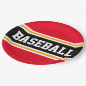 BASEBALL Bright Red Black Yellow Racing Stripes Pappteller (Schrägansicht)
