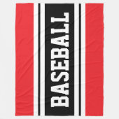 BASEBALL Bright Red Schwarz-weiß Racing Stripes Fleecedecke (Vorderseite)