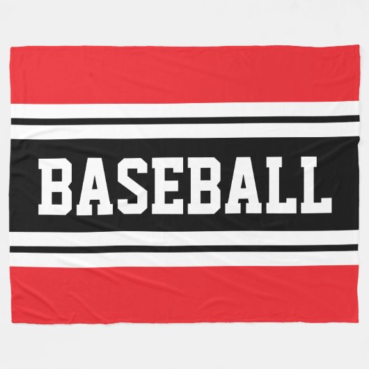 BASEBALL Bright Red Schwarz-weiß Racing Stripes Fleecedecke (Vorderseite (Horizontal))