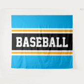 BASEBALL Bright Sky Blue Black Stripes Hintergrund Wandteppich (Vorderseite (Horizontal))