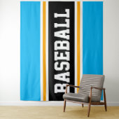 BASEBALL Bright Sky Blue Black Stripes Hintergrund Wandteppich (Beispiel)