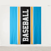 BASEBALL Bright Sky Blue Black Stripes Hintergrund Wandteppich (Vorderseite)