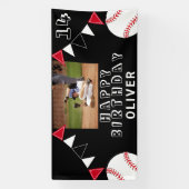 Baseball Bunting Flags Black Foto Birthday Banner (Vertikal)
