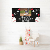Baseball Bunting Flags Black Foto Birthday Banner (Insitu)